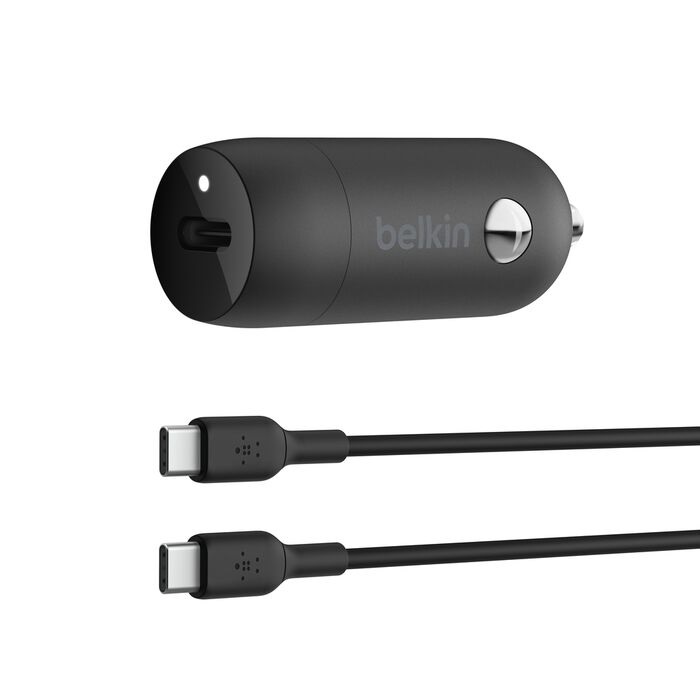 Belkin BoostCharge 30W USB-C Car Charger + USB-C to USB-C Cable - Black(CCA004bt1MBK-B6) Car Accessories