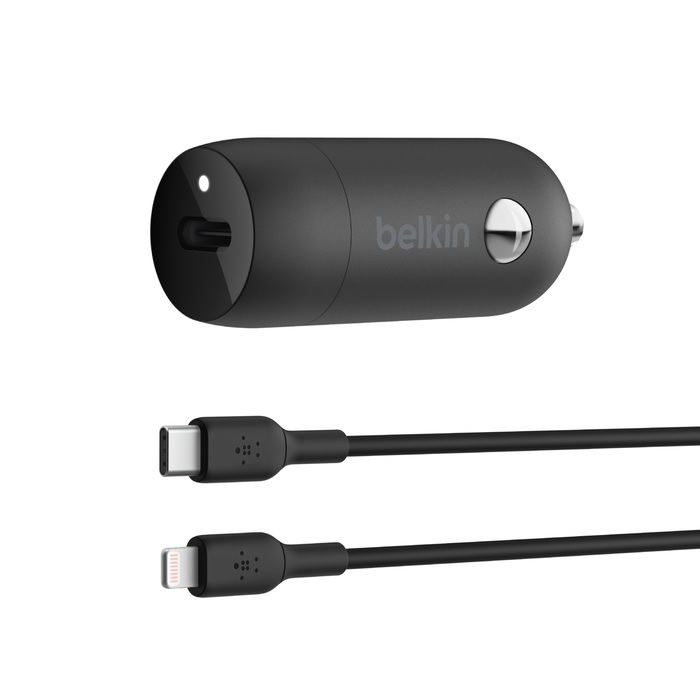 Belkin BoostCharge 30W USB-C PD Car Charger + Lightning to USB-C Cable (1M) - Black (CCA004bt1MBK-B5) Car Accessories