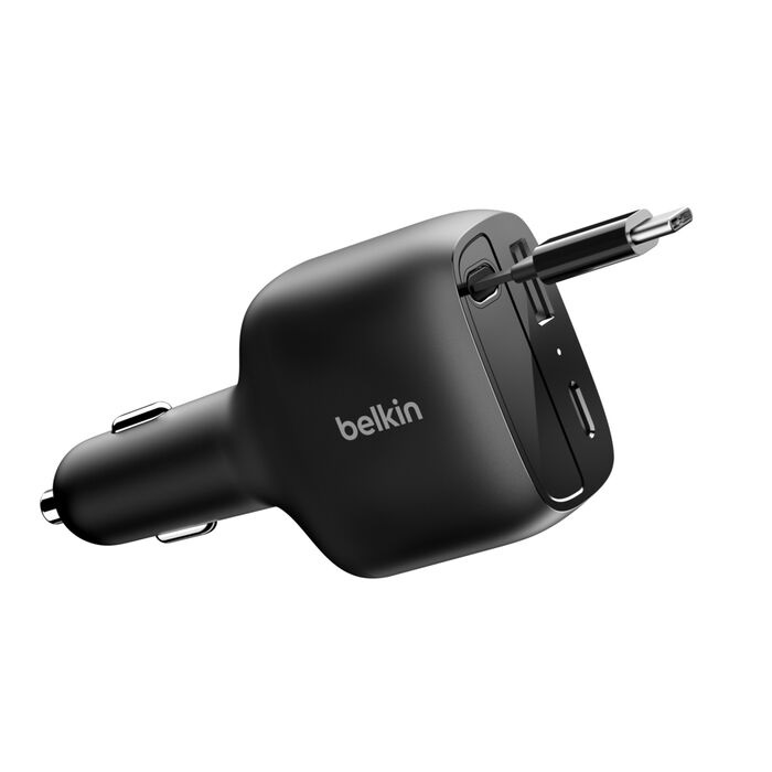 Belkin BoostCharge Retractable Car Charger 75W - Black Car Accessories