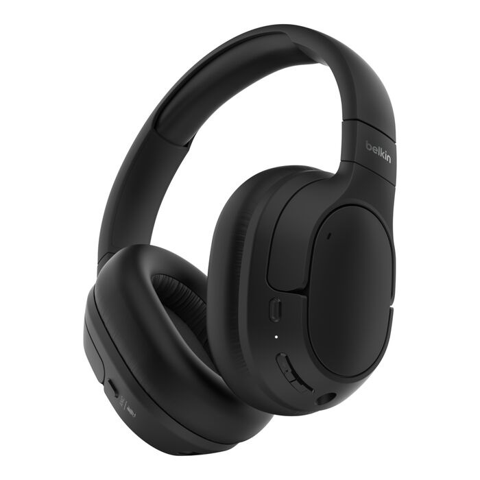 Belkin SoundForm Isolate Noise Cancelling Over-Ear Headphones - Black(AUD008fqBK) Speakers