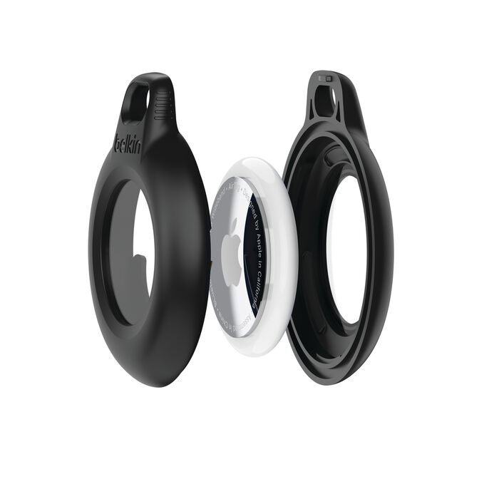 Belkin Waterproof Secure Holder with Key Ring for AirTag (Pack of 2) - Black (MSC014btBK) Mobile Phone Accessories