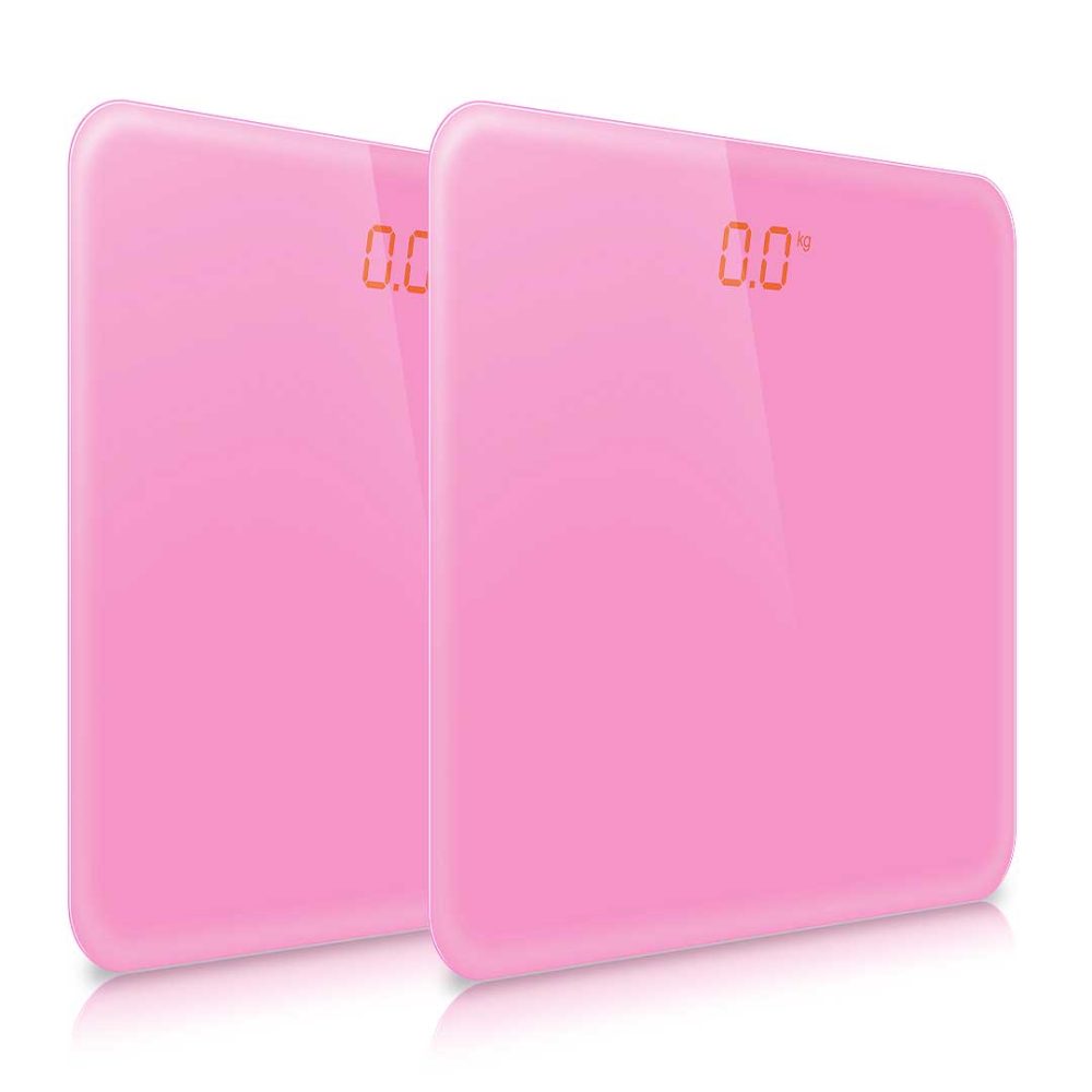 1-SOGA 2X 180kg Digital Fitness Weight Bathroom Gym Body Glass LCD Electronic Scales Pink