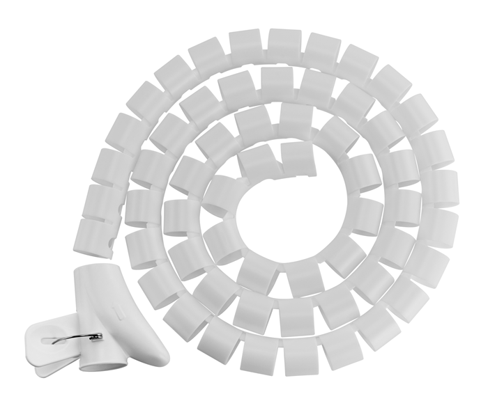 Brateck 30mm/1.2' Diameter Coiled Tube Cable Sleeve Material Polyethylene(PE) Dimensions 1000x30mm - White (LS) Desk Cable Management