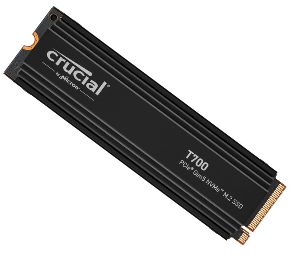 Crucial T700 1TB Gen5 NVMe SSD Heatsink - 11700/9500 MB/s R/W 600TBW 1500K IOPs 1.5M hrs MTTF with DirectStorage for Intel 13th Gen & AMD Ryzen 7000 Hard Disk Drives - SSD