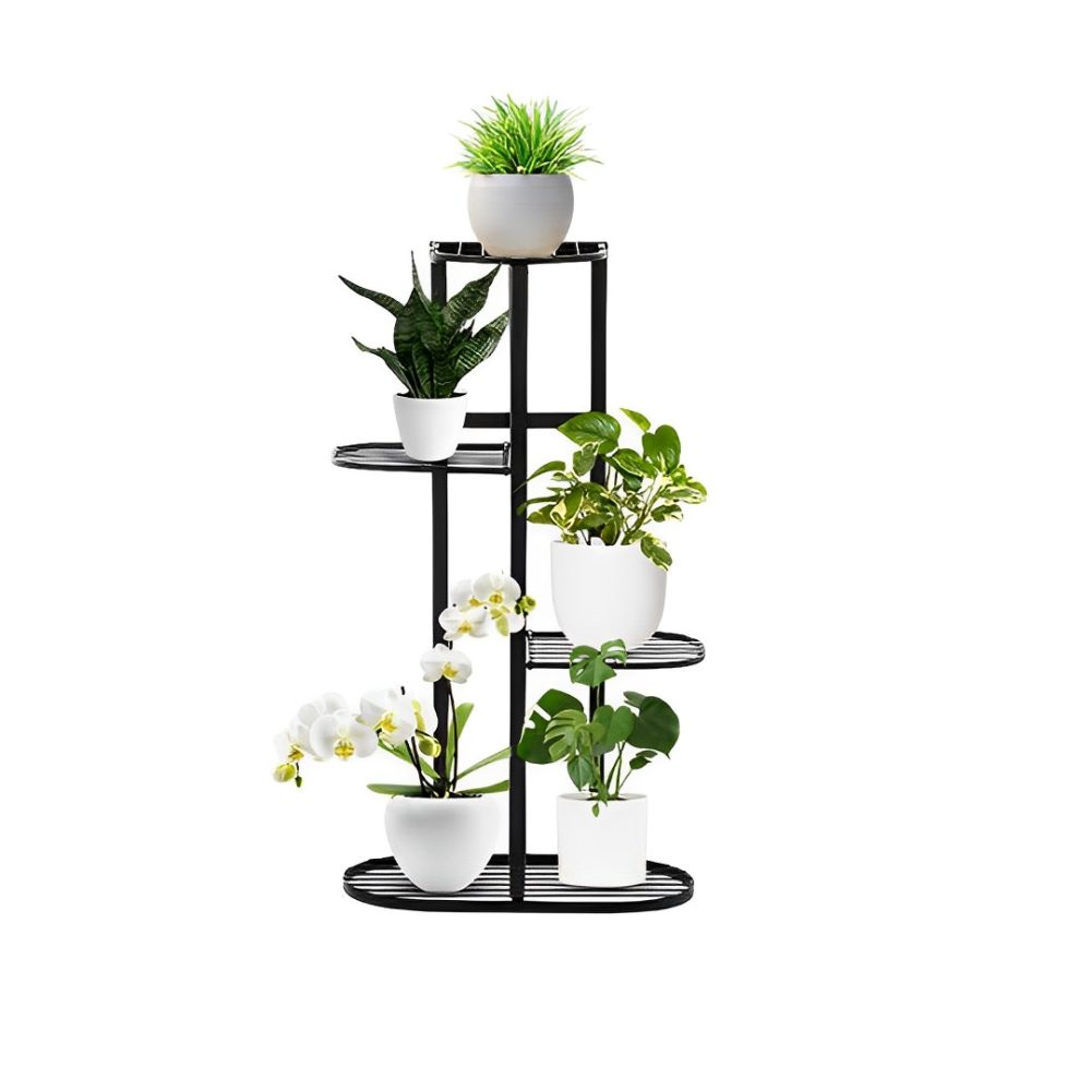 1-SOGA 4 Tier 5 Pots Black Metal Plant Rack Flowerpot Storage Display Stand Holder Home Garden Decor 1-SOGA 4 Tier 5 Pots Black Metal Plant Rack Flowerpot Storage Display Stand Holder Home Garden Decor