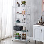 3-SOGA 2X 5 Tier Steel White Foldable Kitchen Cart Multi-Functional Shelves Portable Storage Organizer with Wheels