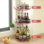 4-SOGA 3 Tier Steel Black Round Rotating Multi-Function Kitchen Portable Storage Spice Seasoning Kitchen Countertop Organiser Shelf