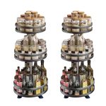 1-SOGA 2X 3 Tier Steel Black Round Rotating Multi-Function Kitchen Portable Storage Spice Seasoning Kitchen Countertop Organiser Shelf