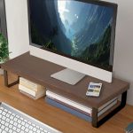 4-SOGA 50cm Black Computer Monitor Elevated Stand Desktop Support Station Rack