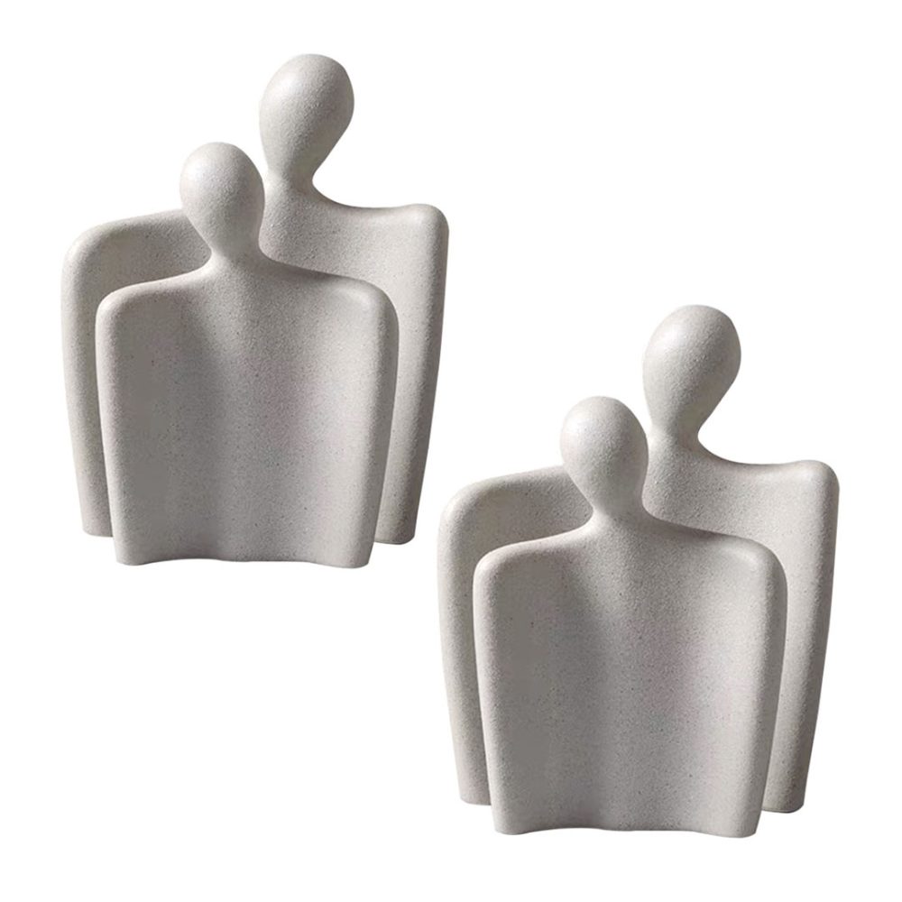 1-SOGA 2X Ornament Set of 2 Abstract Human Figurine Sculptures Minimalist Modern Art Statues for Home Décor