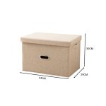6-SOGA Beige Large Foldable Canvas Storage Box Cube Clothes Basket Organiser Home Decorative Box