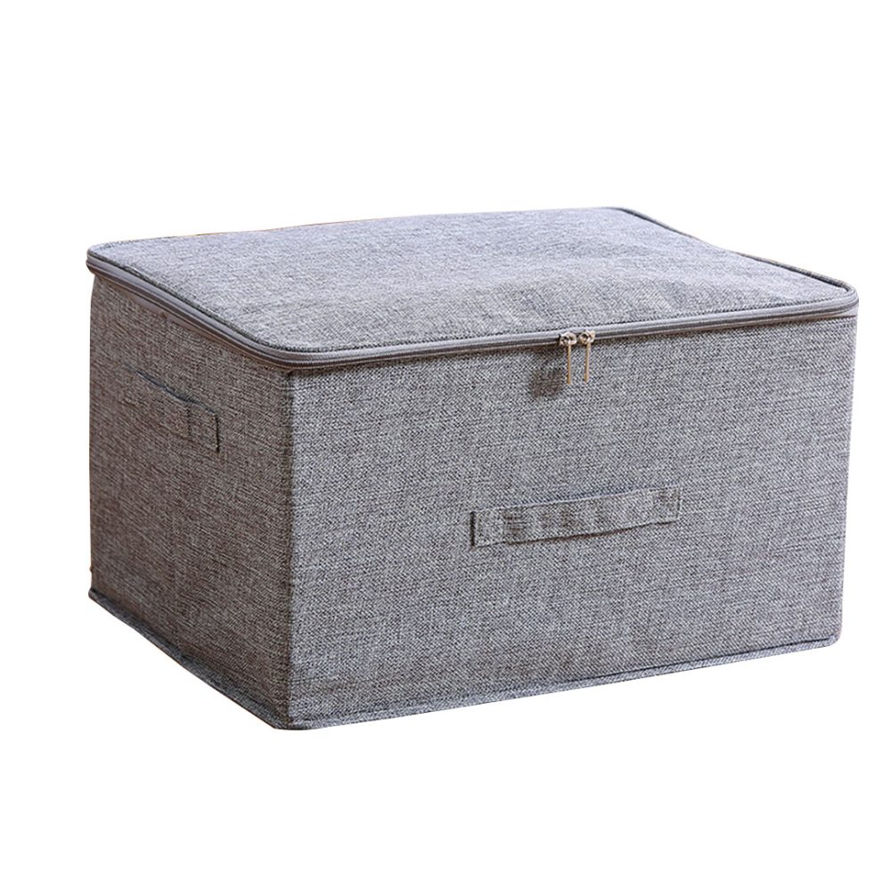 1-SOGA Grey Large Portable Double Zipper Storage Box Moisture Proof Clothes Basket Foldable Home Organiser