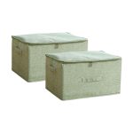1-SOGA 2X Green Large Portable Double Zipper Storage Box Moisture Proof Clothes Basket Foldable Home Organiser
