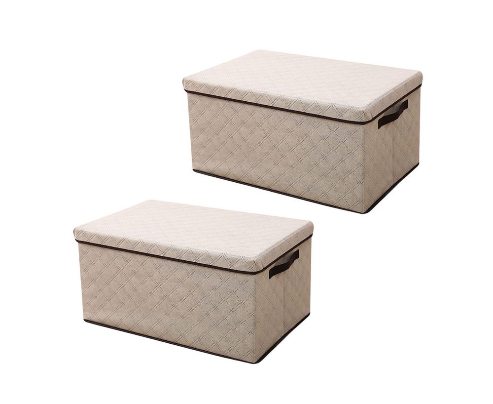 1-SOGA 2X Extra Large Beige Non-Woven Diamond Quilt Grid Fabric Storage/Organizer Box 1-SOGA 2X Extra Large Beige Non-Woven Diamond Quilt Grid Fabric Storage/Organizer Box