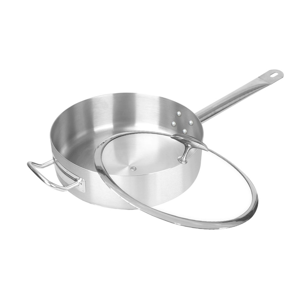 1-SOGA 28cm Stainless Steel Saucepan Sauce pan with Glass Lid and Helper Handle Triple Ply Base Cookware