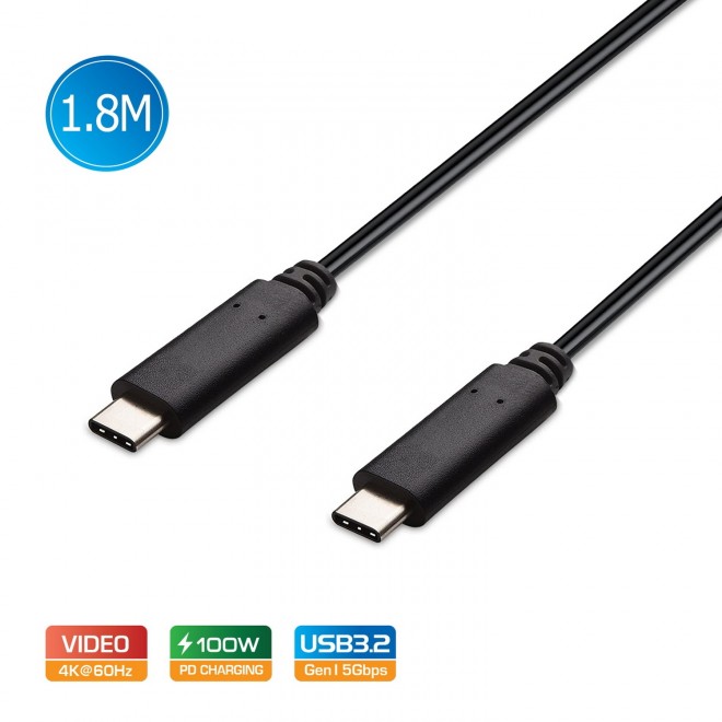 Simplecom CA519 USB-C to USB-C Cable USB 3.2 Gen1 5A 100W PD 4K@60Hz 1.8M Cables