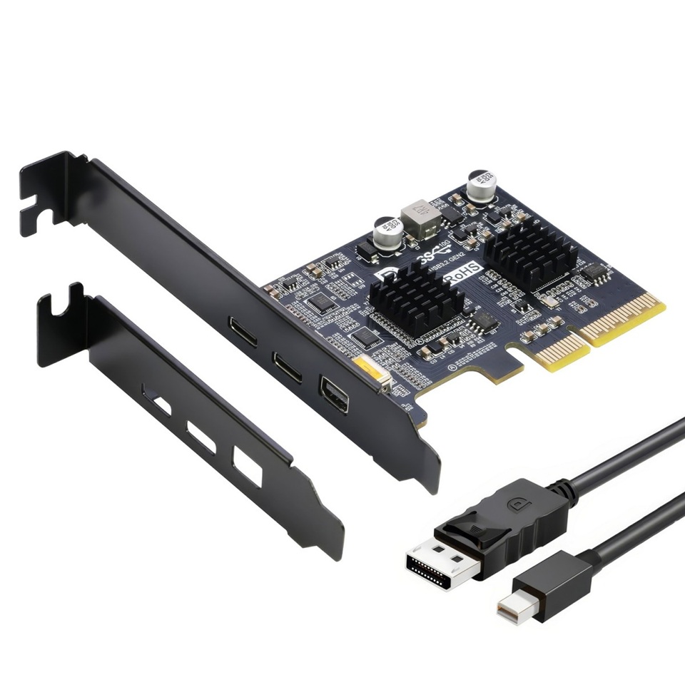 Simplecom EC365 PCIe x4 to 2-Port USB 3.2 Gen II Type-C with Mini DisplayPort Input for USB-C DP Alt Mode Expansion Card Backup