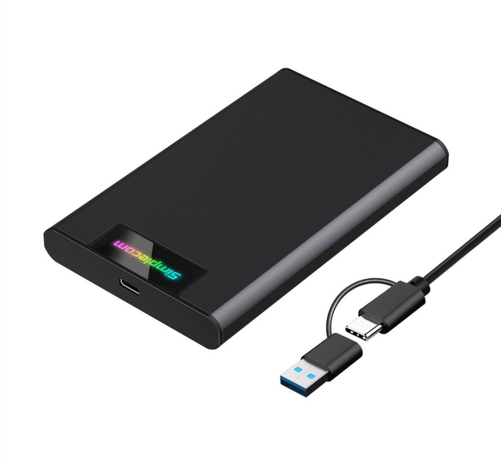 Simplecom SE239 Tool-free 2.5' SATA HDD SSD to USB-C Enclosure with RGB Lights USB 3.2 Gen 2 2 interface Hard Drives - External