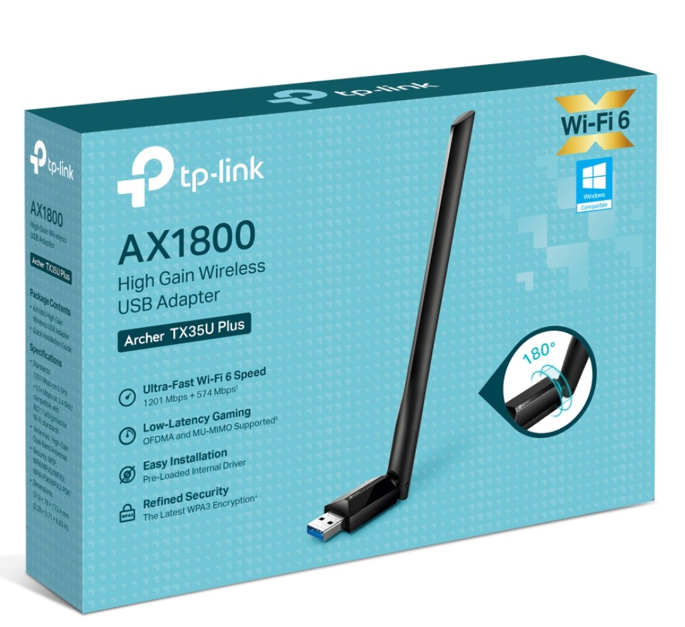TP-Link Archer TX35U Plus AX1800 High Gain Wireless USB Adapter Network - Consumer