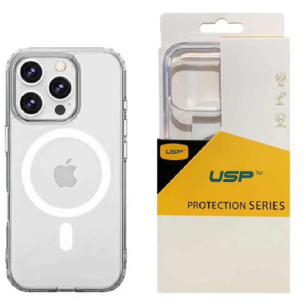 USP Apple iPhone 16 Pro (6.3') Clear Rock Shockproof Case with MagSafe - Ultra-Thin Mobile Phone Cases