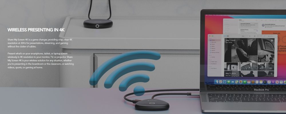 Verbatim 4K Wireless USB-C HDMI Adapter Dongle -Share My Screen Mirror Image. Compact and Ultra Portable. Windows Notebook Accessories