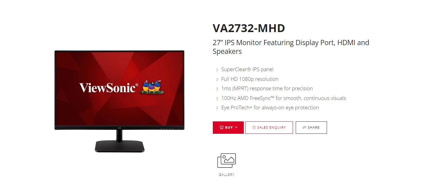 ViewSonic 27' Super Clear IPS, 4ms 100hz, Ultra Slim, FHD 1920 x 1080 ...