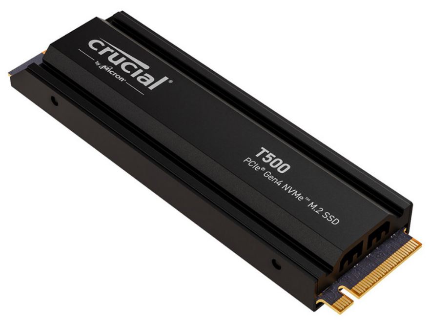 Crucial T500 1TB Gen4 NVMe SSD Heatsink - 7300/6800 MB/s R/W 600TBW 1440K IOPs 1.5M hrs MTTF Acronis True Image Creative Cloud for PS5 ~MZ-V8P81 Hard Disk Drives - SSD