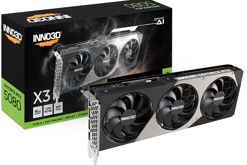 INNO3D nVidia GeForce RTX 5080 X3 16GB GDDR7 2617 MHz Boost Clock Video/Graphics Cards
