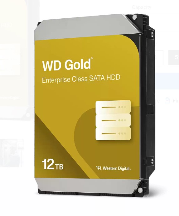 Western Digital Gold 12TB 3.5' Enterprise Class SATA 6 Gb/s HDD 7200 RPM Cache Size 256MB 5-Year Limited Warranty Hard Disk Drives - SATA
