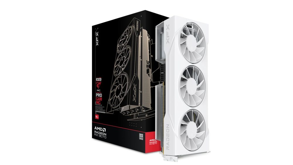 XFX Swift AMD Radeon RX 9070XT White Triple fan Gaming Edition with 16GB GDDR6 HDMI 3xDP Video/Graphics Cards
