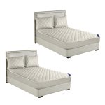 1-SOGA 2X White 153cm Wide Cross-Hatch Mattress Cover Thick Quilted Stretchable Bed Spread Sheet Protector with Pillow Covers