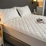 3-SOGA 2X White 153cm Wide Cross-Hatch Mattress Cover Thick Quilted Stretchable Bed Spread Sheet Protector with Pillow Covers