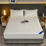 2-SOGA 2X White 183cm Wide Cross-Hatch Mattress Cover Thick Quilted Stretchable Bed Spread Sheet Protector with Pillow Covers