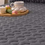 4-SOGA 2X Grey 153cm Wide Mattress Cover Thick Quilted Fleece Stretchable Clover Design Bed Spread Sheet Protector with Pillow Covers