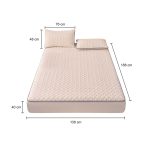6-SOGA 2X Beige 138cm Wide Mattress Cover Thick Quilted Fleece Stretchable Clover Design Bed Spread Sheet Protector with Pillow Covers