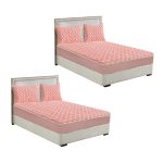1-SOGA 2X Pink 153cm Wide Mattress Cover Thick Quilted Fleece Stretchable Clover Design Bed Spread Sheet Protector with Pillow Covers