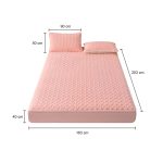 6-SOGA Pink 183cm Wide Mattress Cover Thick Quilted Fleece Stretchable Clover Design Bed Spread Sheet Protector with Pillow Covers