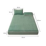 6-SOGA 2X Green 153cm Wide Mattress Cover Thick Quilted Fleece Stretchable Clover Design Bed Spread Sheet Protector with Pillow Covers