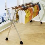 7-SOGA 1.6m Portable Standing Clothes Drying Rack Foldable Space-Saving Laundry Holder 3 Poles