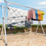 8-SOGA 2X 1.6m Portable Standing Clothes Drying Rack Foldable Space-Saving Laundry Holder 3 Poles
