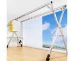 3-SOGA 1.6m Portable Standing Clothes Drying Rack Foldable Space-Saving Laundry Holder with Wheels