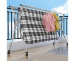 5-SOGA 2X 1.6m Portable Standing Clothes Drying Rack Foldable Space-Saving Laundry Holder with Wheels
