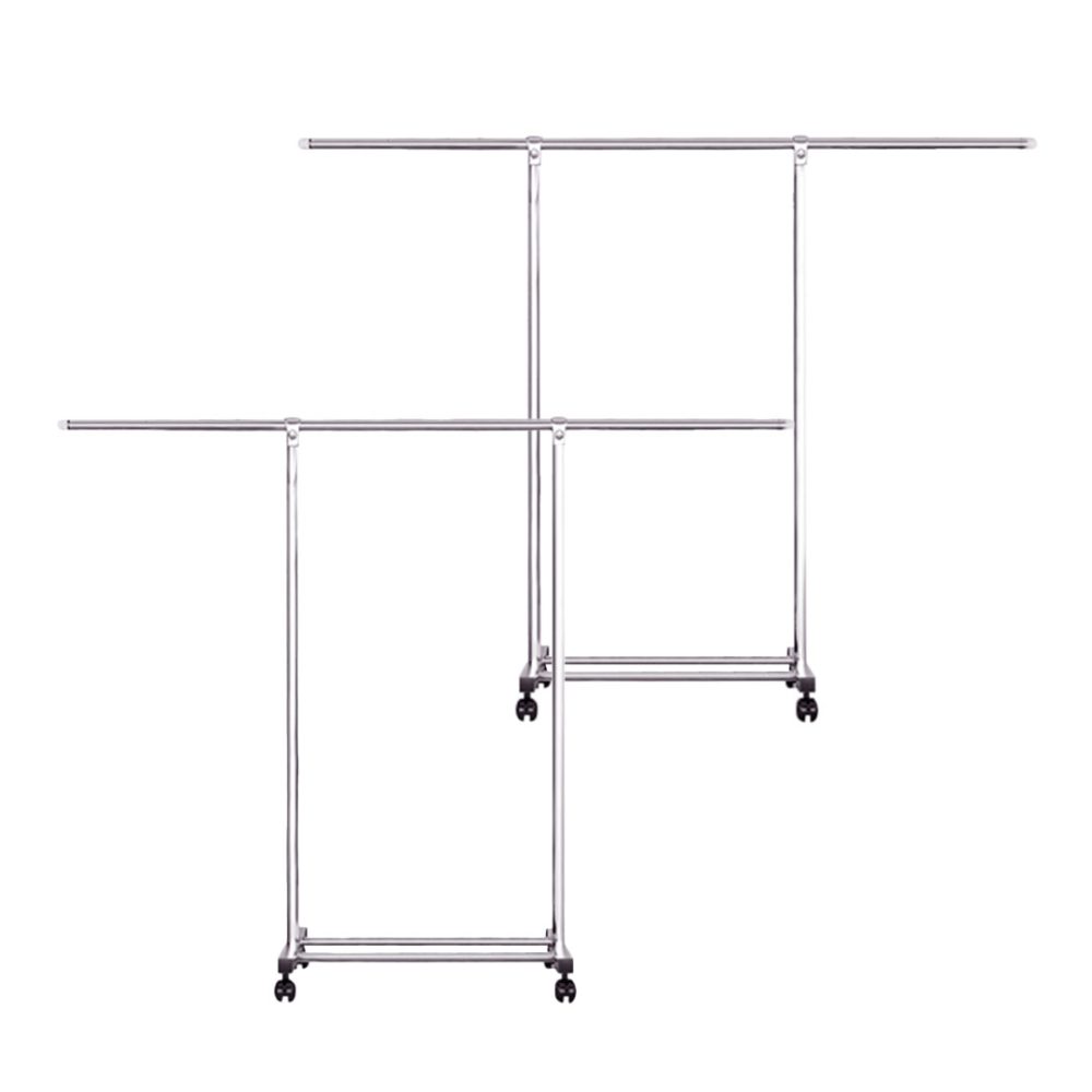 1-SOGA 2X 180cm Stainless Steel Floor-Standing Clothes Rack - Durable and Space-Saving Laundry Organizer