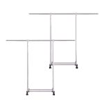 1-SOGA 2X 180cm Stainless Steel Floor-Standing Clothes Rack - Durable and Space-Saving Laundry Organizer