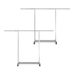 1-SOGA 2X 240cm Stainless Steel Floor-Standing Clothes Rack - Durable and Space-Saving Laundry Organizer