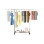 4-SOGA 2X 240cm Stainless Steel Floor-Standing Clothes Rack - Durable and Space-Saving Laundry Organizer
