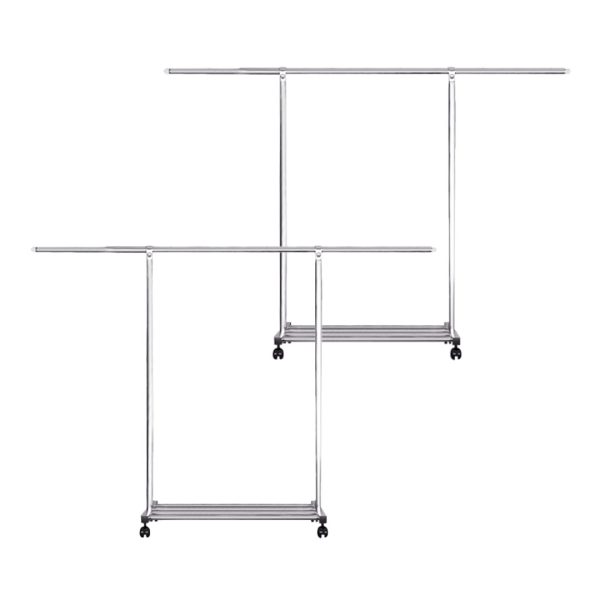 1-SOGA 2X 240cm Stainless Steel Floor-Standing Clothes Rack - Durable and Space-Saving Laundry Organizer