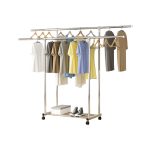 3-SOGA 120cm Stainless Steel Floor-Standing Clothes Rack - Durable and Space-Saving Laundry Organizer