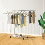 4-SOGA 120cm Stainless Steel Floor-Standing Clothes Rack - Durable and Space-Saving Laundry Organizer