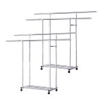 1-SOGA 2X 120cm Stainless Steel Floor-Standing Clothes Rack - Durable and Space-Saving Laundry Organizer